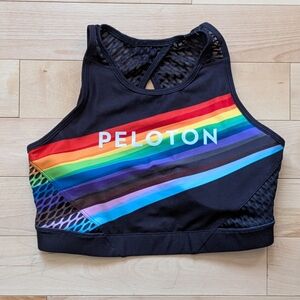 Peloton Black Sports Bra with Rainbow Stripes